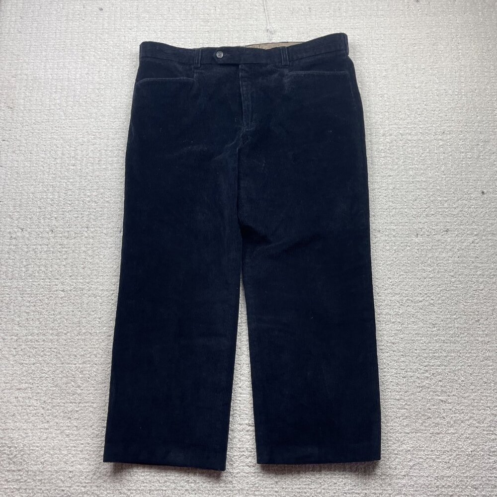 Y2K Dark Blue Corduroy Flat Front Straight Leg Baggy Pants Mens 36 Skater Punk
